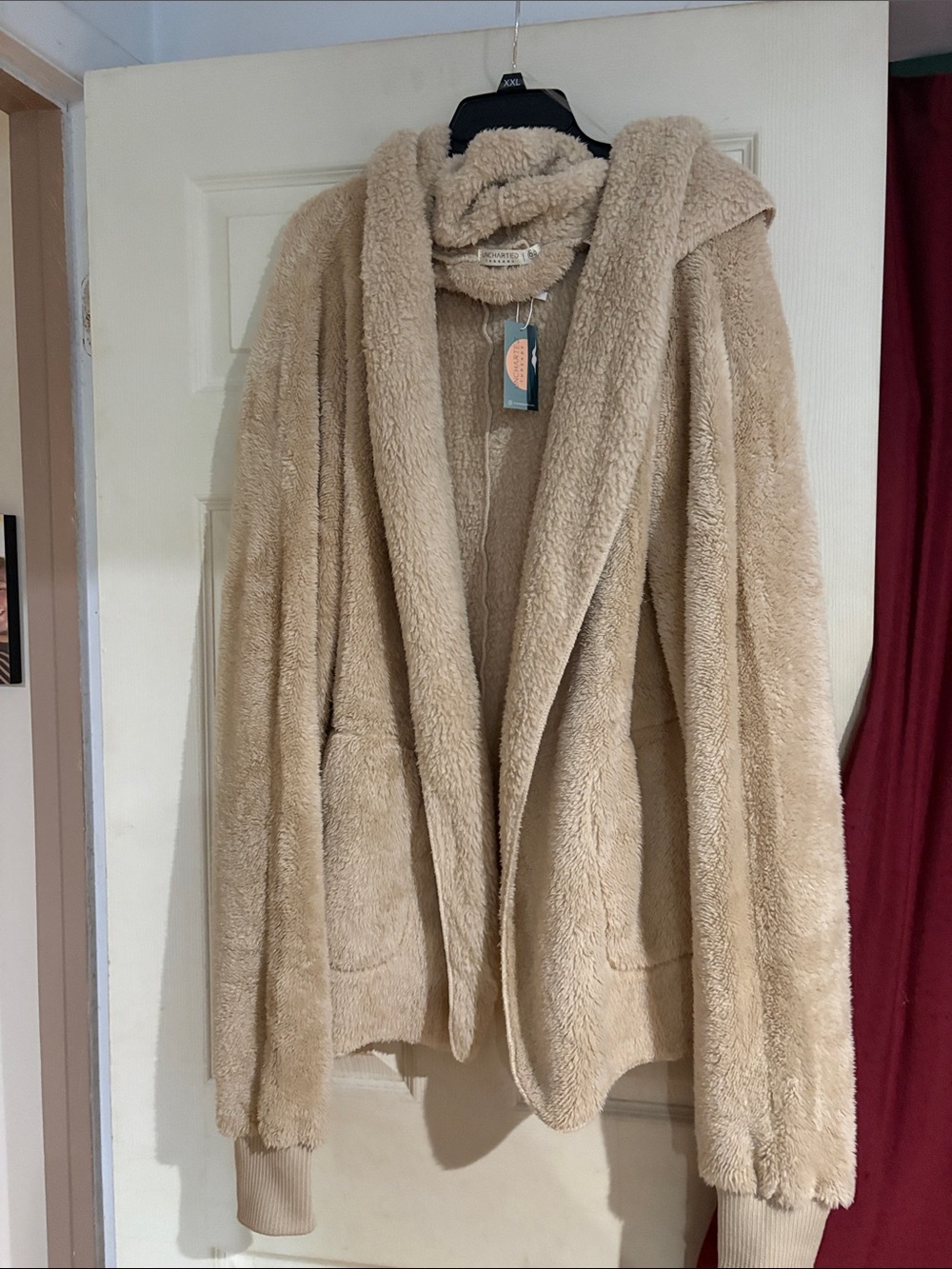 Women's Hooded Teddy Jacket in Beige - Plush Cozy Outerwear